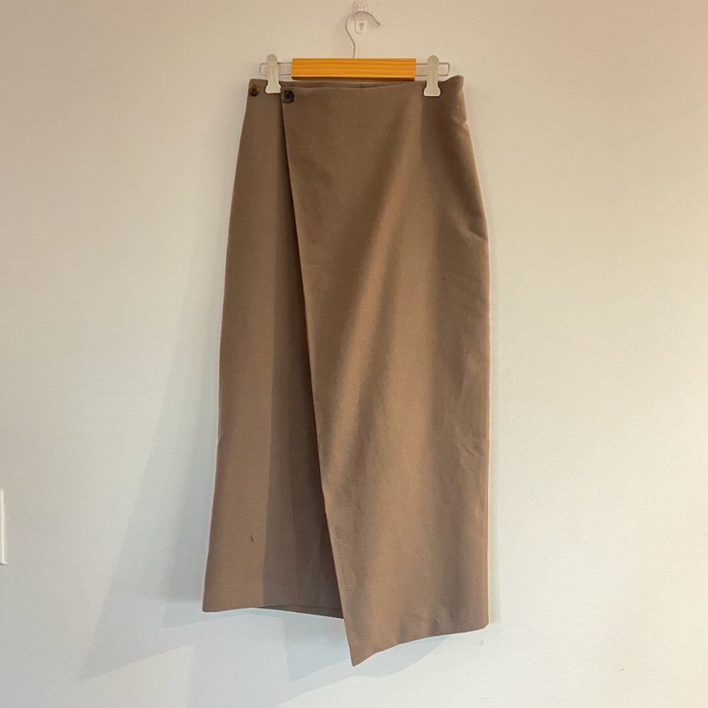 OAK + FORT taupe wrap skirt | Size S/P